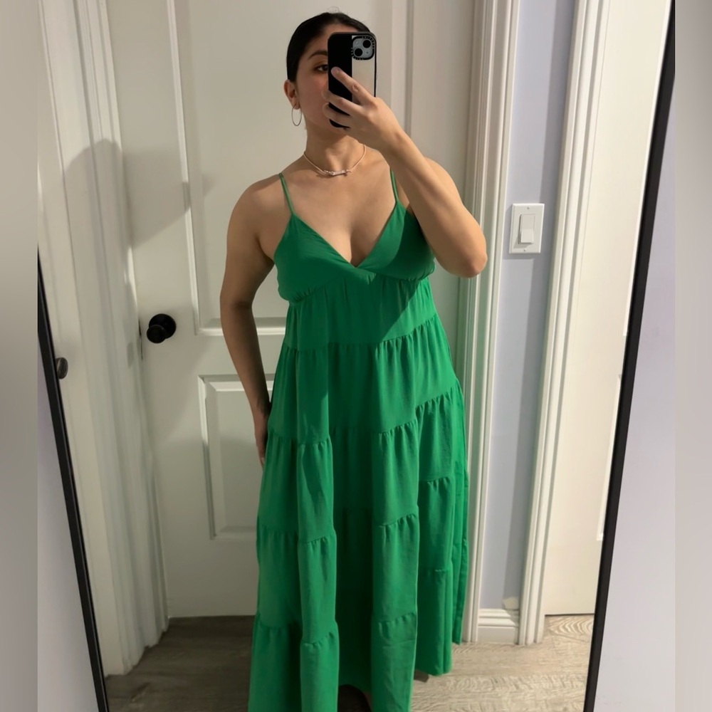 Monteau Los Angeles Green Maxi Dress, Size: L